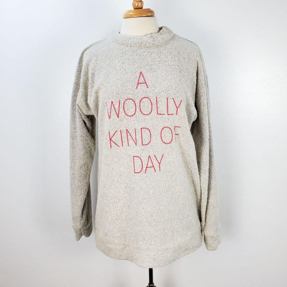 Woolly Threads “A Woolly Kind of Day” Sweater – Cream – Size L